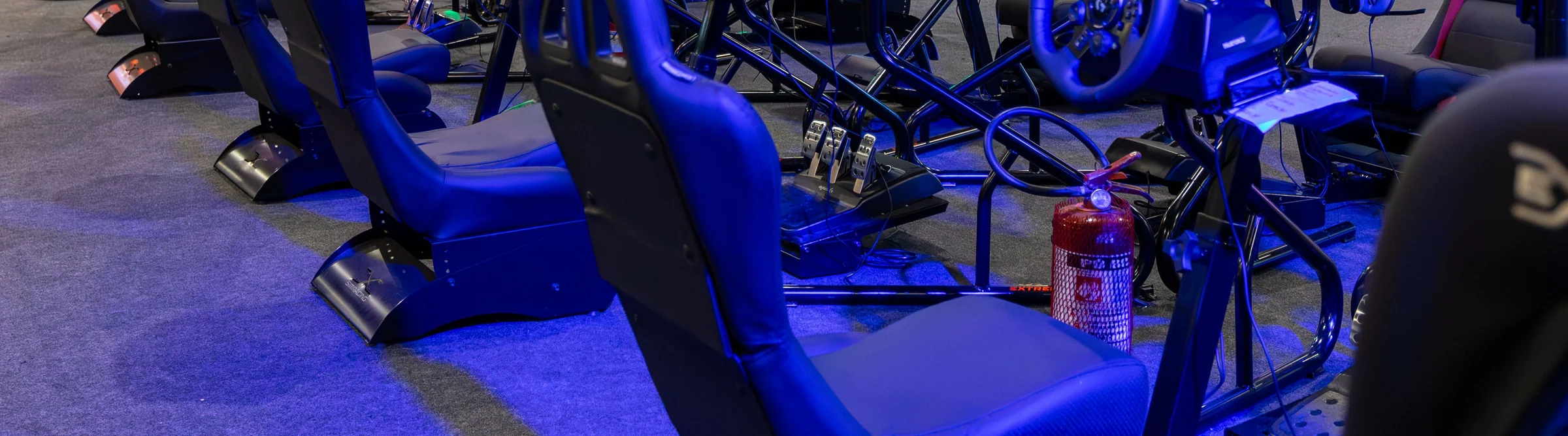 Racing simulators at an indoor entertainment venue