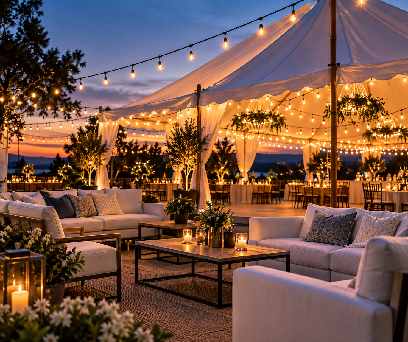 Temporary event structure and hospitality setup
