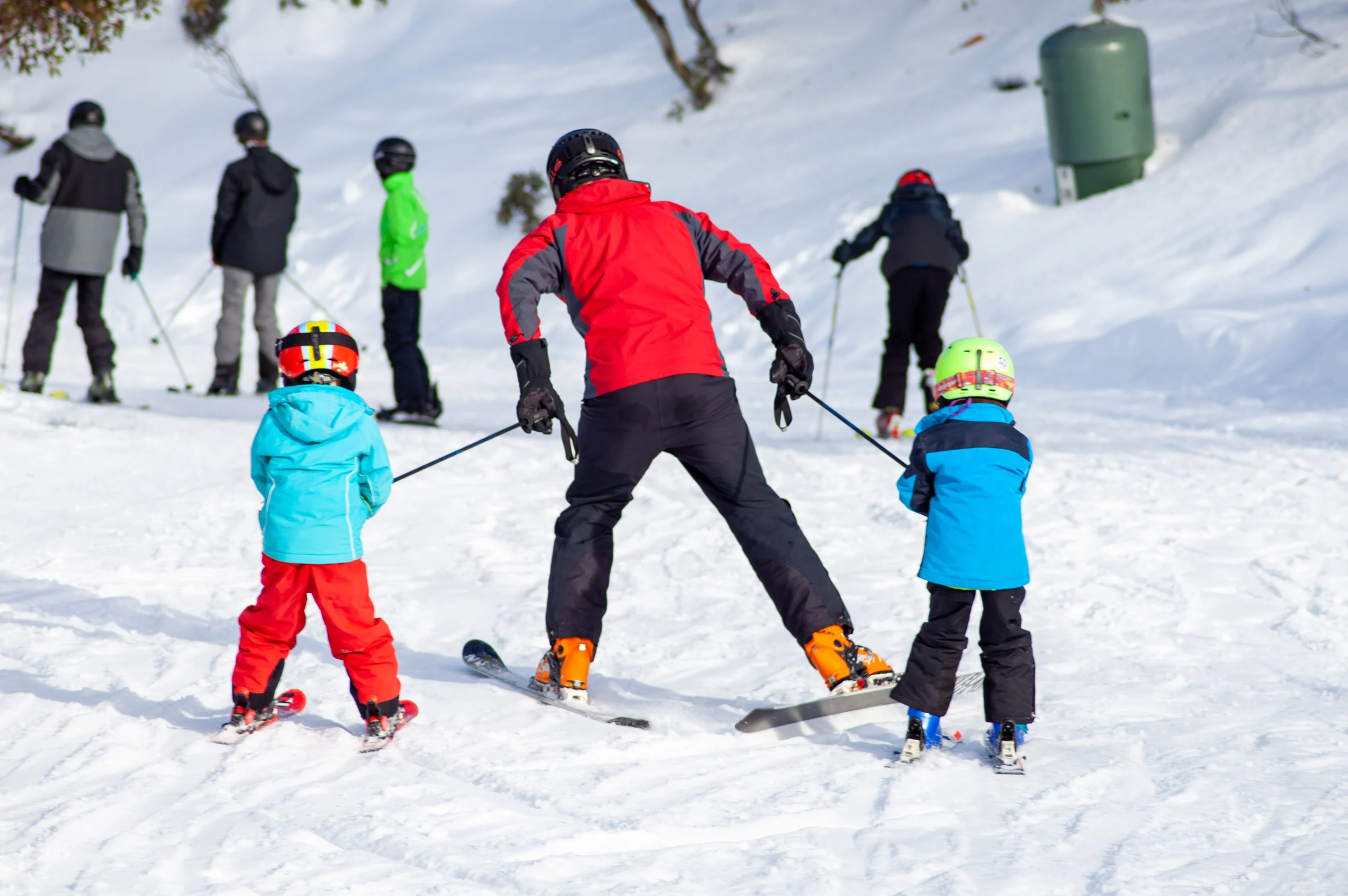 Group of skiers during a lesson
