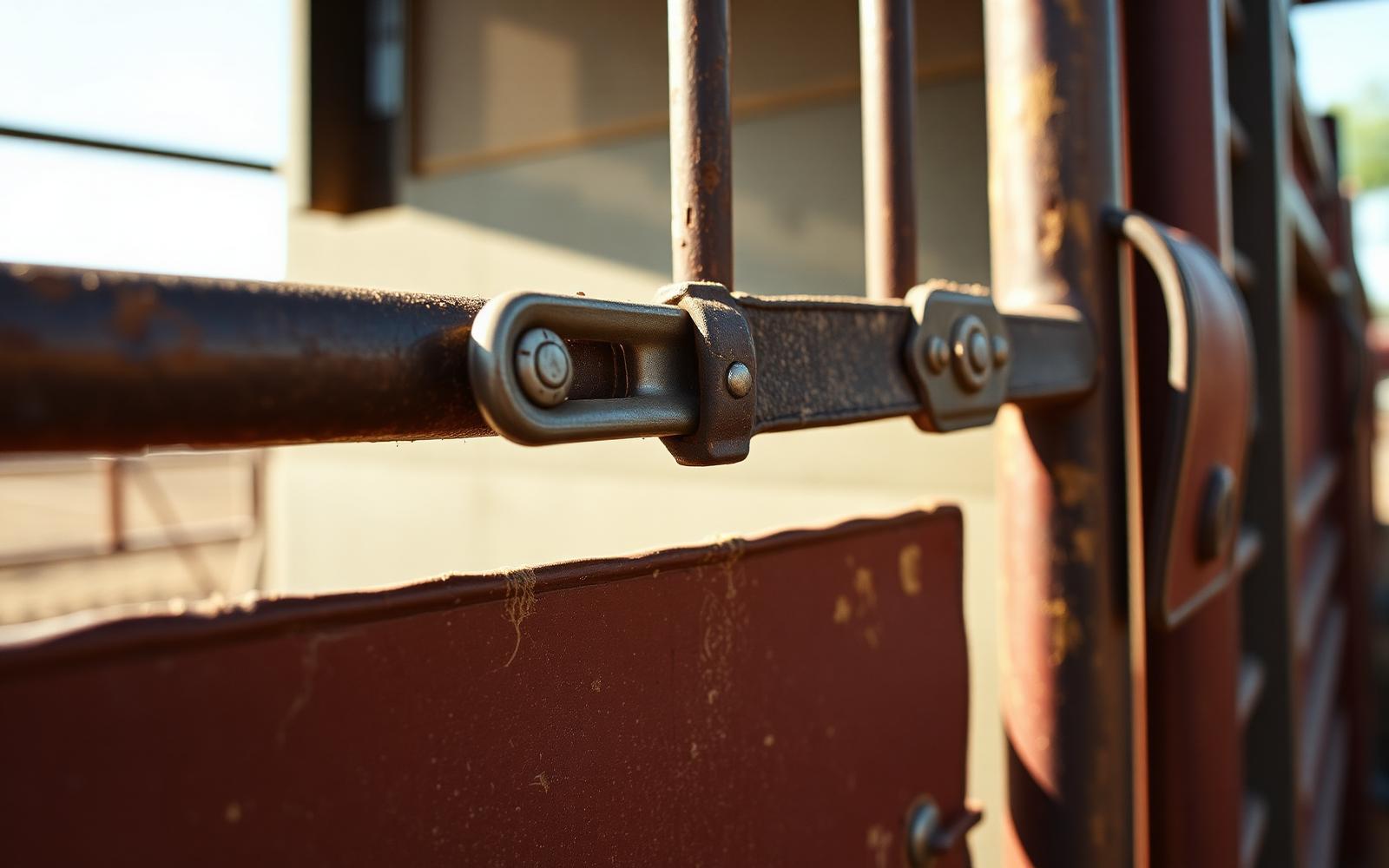 Chute gates and arena panels lined up before a professional rodeo performance